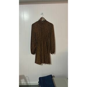 Shein Brown/ Black Giraffe Print Dress with Mock Turtleneck